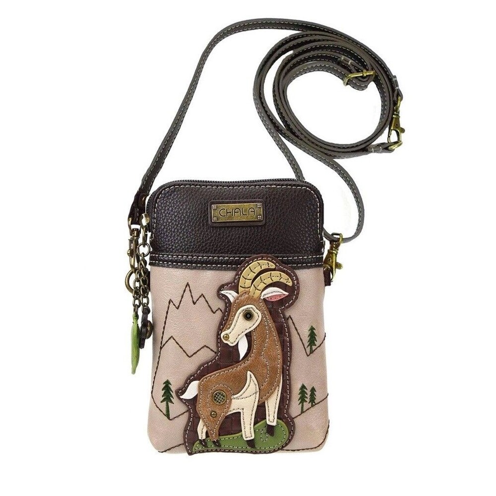 NEW Chala Goat Ivory & Brown Vegan Leather 3-in-1 Convertible Crossbody Purse